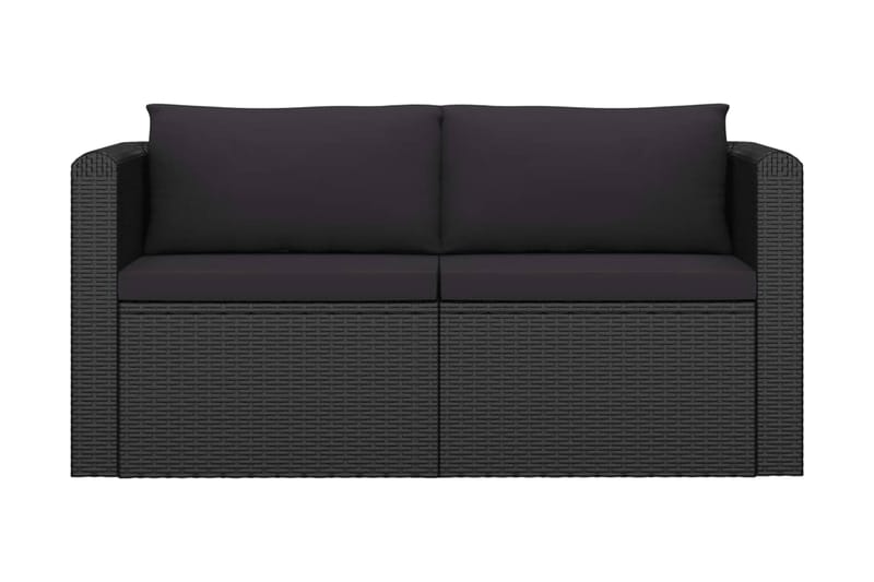 havesofasæt 2 dele med hynder polyrattan sort - Sort - Altanmøbler - Sofagrupper udendørs - Loungesæt