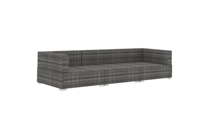havesofasæt 3 dele med hynder polyrattan grå - Grå - Havemøbler - Loungemøbler - Loungesæt
