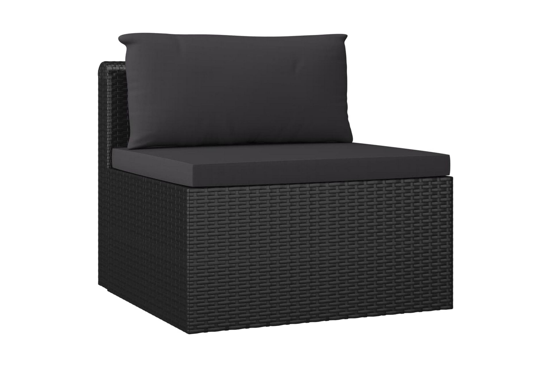 havesofasæt 3 dele med hynder polyrattan sort - Sort - Havemøbler - Loungemøbler - Loungesæt