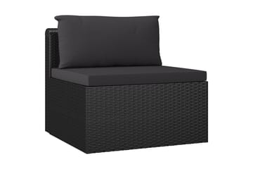 havesofasæt 3 dele med hynder polyrattan sort - Sort - Havemøbler - Loungemøbler - Loungesæt