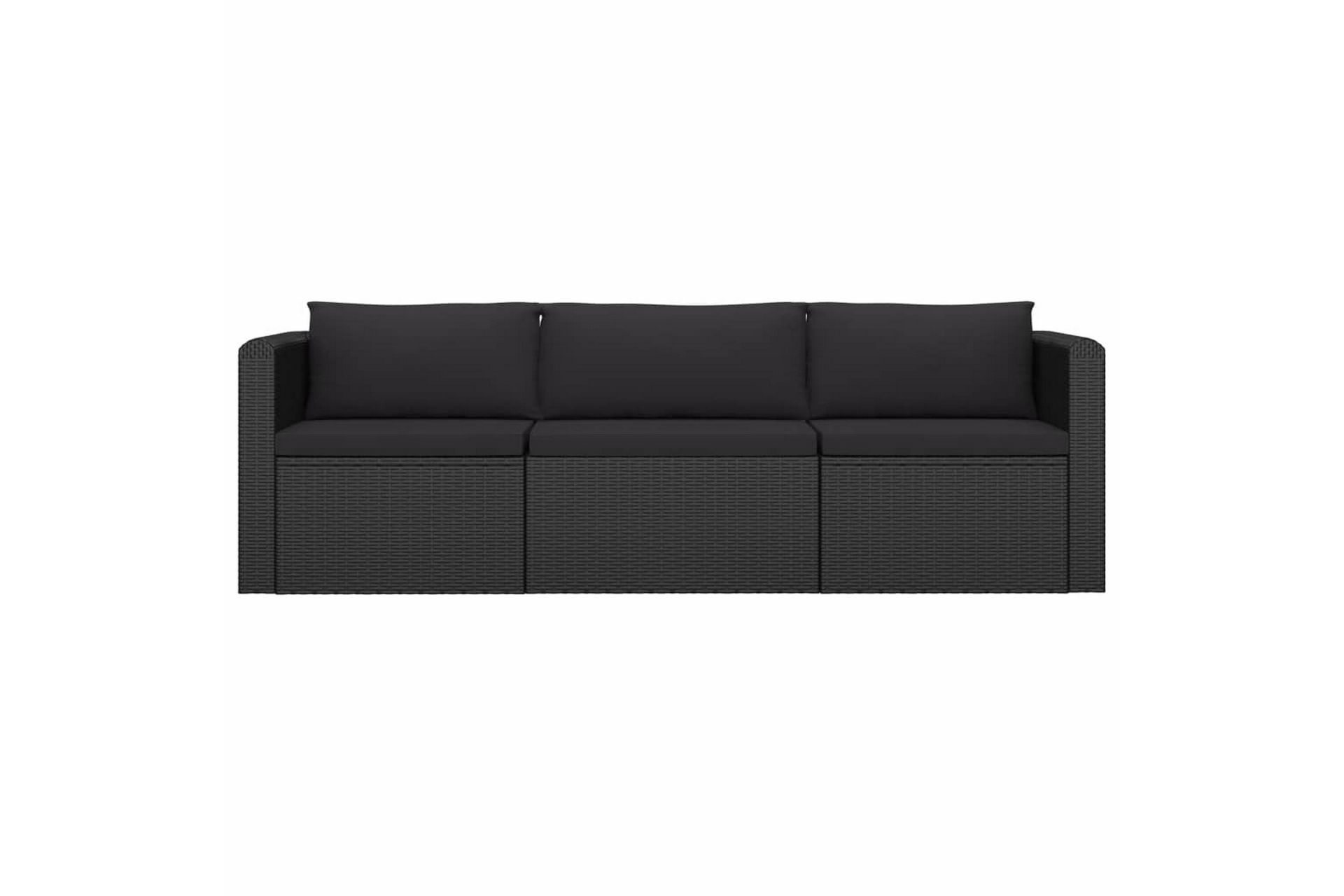 havesofasæt 3 dele med hynder polyrattan sort - Sort - Havemøbler - Loungemøbler - Loungesæt