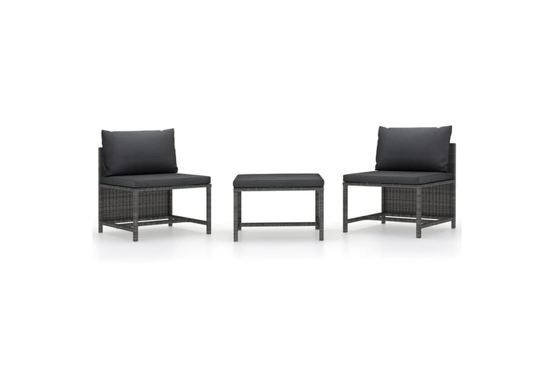 havesofasæt 3 dele med hynder polyrattan grå - Grå - Havemøbler - Loungemøbler - Loungesæt