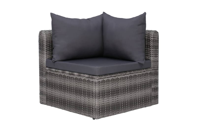 Havesofasæt I 7 Dele Med Hynder Og Puder Polyrattan Grå - Grå - Havemøbler - Loungemøbler - Loungesæt