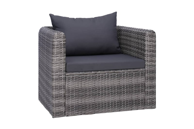 Havesofasæt I 7 Dele Med Hynder Og Puder Polyrattan Grå - Grå - Havemøbler - Loungemøbler - Loungesæt