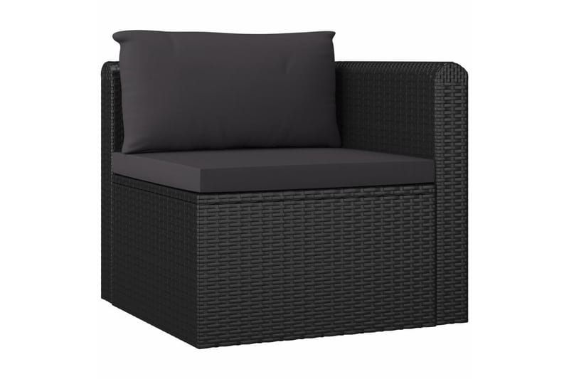 havesofasæt med hynder 4 dele polyrattan sort - Sort - Altanmøbler - Sofagrupper udendørs - Loungesæt