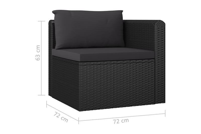 havesofasæt med hynder 4 dele polyrattan sort - Sort - Altanmøbler - Sofagrupper udendørs - Loungesæt