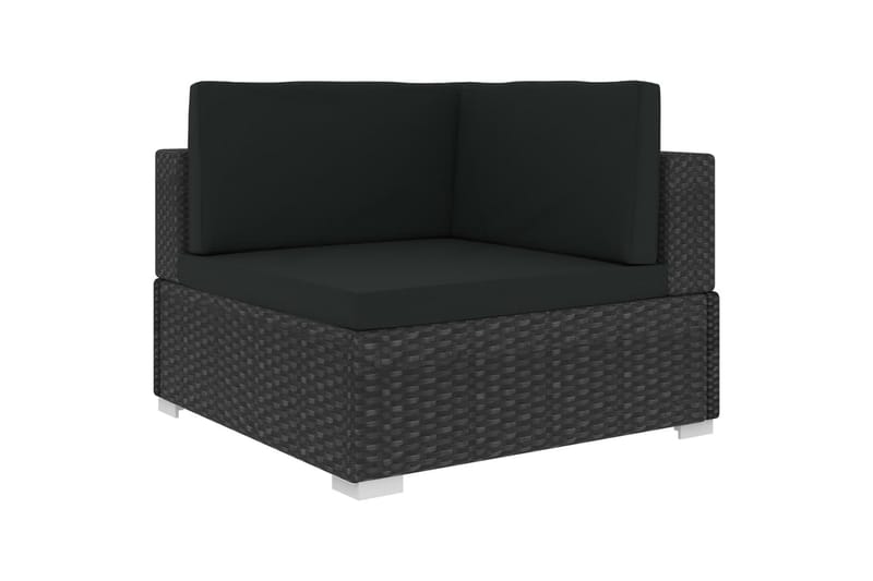 havesofasæt med hynder 4 dele polyrattan sort - Sort - Altanmøbler - Sofagrupper udendørs - Loungesæt