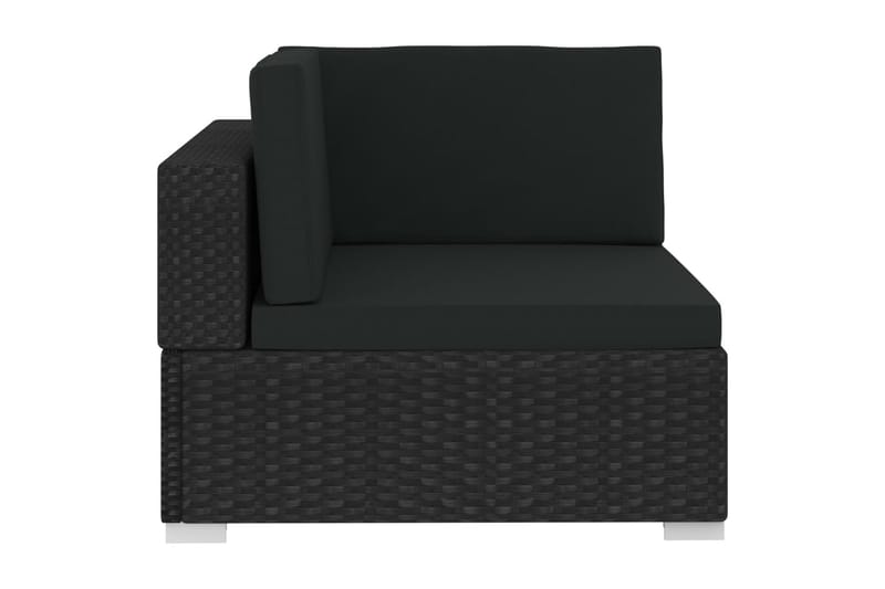havesofasæt med hynder 4 dele polyrattan sort - Sort - Altanmøbler - Sofagrupper udendørs - Loungesæt