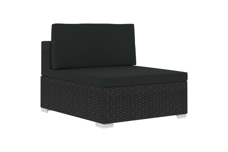 havesofasæt med hynder 4 dele polyrattan sort - Sort - Altanmøbler - Sofagrupper udendørs - Loungesæt