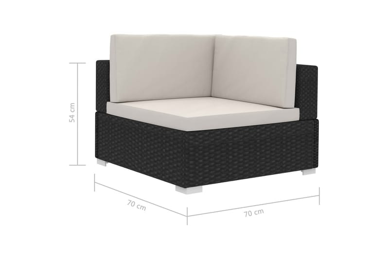 havesofasæt med hynder 4 dele polyrattan sort - Sort - Havemøbler - Loungemøbler - Loungesæt