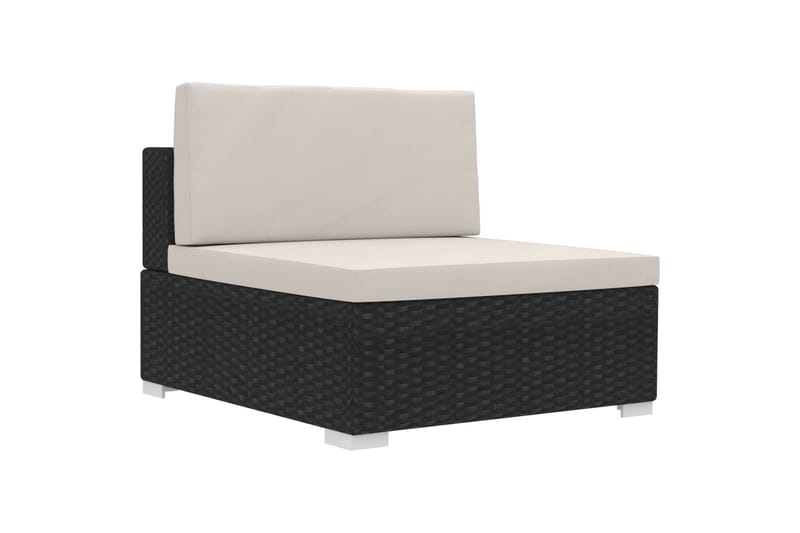 havesofasæt med hynder 4 dele polyrattan sort - Sort - Havemøbler - Loungemøbler - Loungesæt