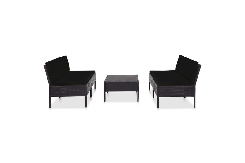 havesofasæt med hynder 5 dele polyrattan sort - Sort - Altanmøbler - Sofagrupper udendørs - Loungesæt