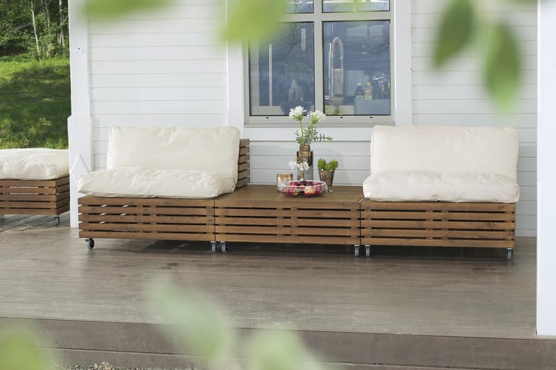 Hillerstorp Bara Vara Loungelænestol 2-pak + 1 Chaiselong - Beige - Have - Udendørs miljø - Altan & terrasse - Altanmøbler