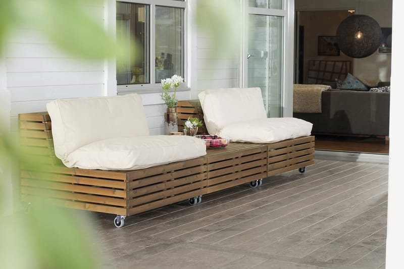 Hillerstorp Bara Vara Loungelænestol 2-pak + 1 Chaiselong - Beige - Have - Udendørs miljø - Altan & terrasse - Altanmøbler