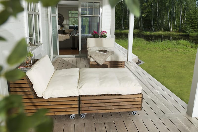 Hillerstorp Bara Vara Loungelænestol m Chaiselong 2-pak - Hvid/Beige - Have - Udendørs miljø - Altan & terrasse - Altanmøbler