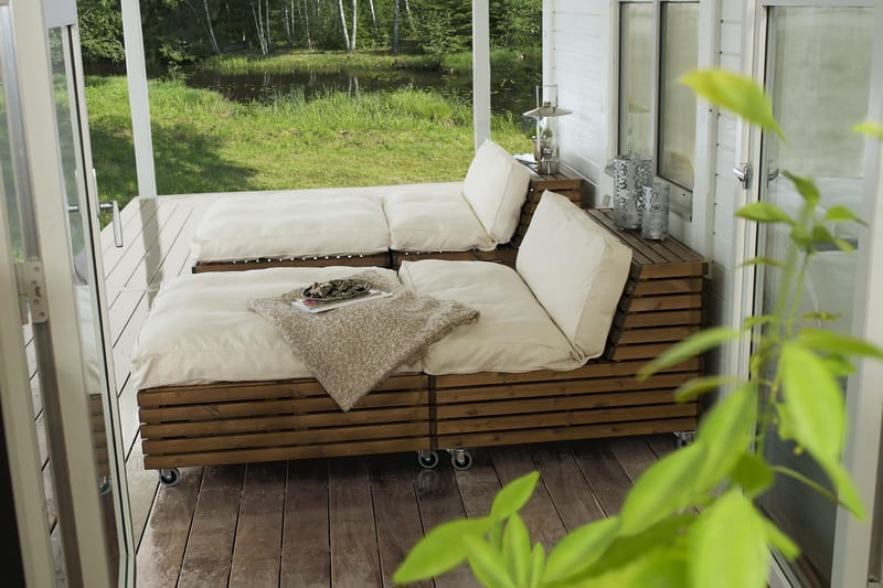 Hillerstorp Bara Vara Loungelænestol m Chaiselong 2-pak - Hvid/Beige - Have - Udendørs miljø - Altan & terrasse - Altanmøbler