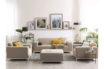 Hughen Loungesæt 5-Pers. - Beige - Havemøbler - Loungemøbler - Loungesæt