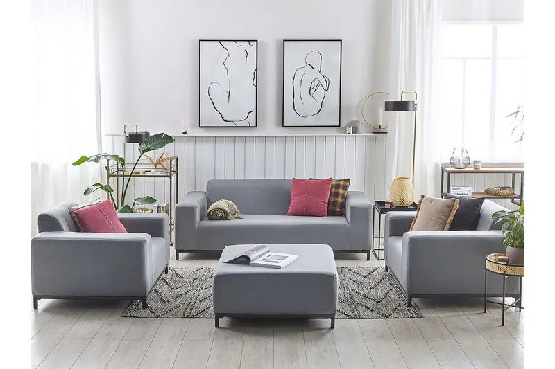 Hughen Loungesæt 5-Pers. - Grå/Sort - Havemøbler - Loungemøbler - Loungesæt