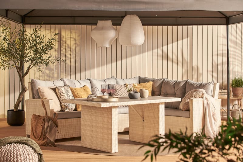 James Loungesæt Højre - Hvid/Nonwood Bord - Altanmøbler - Sofagrupper udendørs - Loungesæt