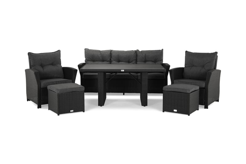 James Loungesæt Sort/Nonwood - Bord Sofa 2 stk Puf m Hynde - Altanmøbler - Sofagrupper udendørs - Loungesæt