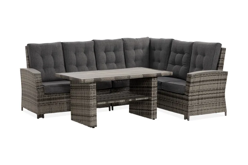 James Luksus loungesæt vendbar - Grå / sorte hynder - Havemøbler - Loungemøbler - Loungesæt