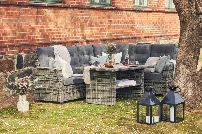 James Luksus loungesæt vendbar - Grå / sorte hynder - Havemøbler - Loungemøbler - Loungesæt