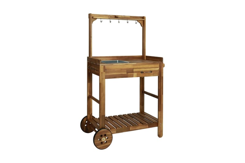 Køkkenvogn Til Haven I Massivt Akacietræ 92 X 43,5 X 41,5 Cm - Brun - Havemøbler - Loungemøbler - Loungesæt