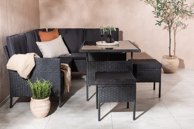 Knock Hjørnesofa Sort - Venture Home - Altanmøbler - Sofagrupper udendørs - Loungesæt