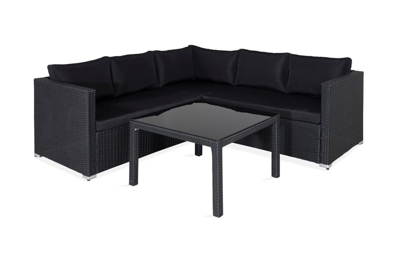 Kuba loungegruppe til udendørs brug med hynder - Sort - Havemøbler - Loungemøbler - Loungesæt