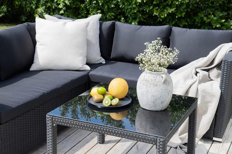 Kuba loungegruppe til udendørs brug med hynder - Sort - Havemøbler - Loungemøbler - Loungesæt