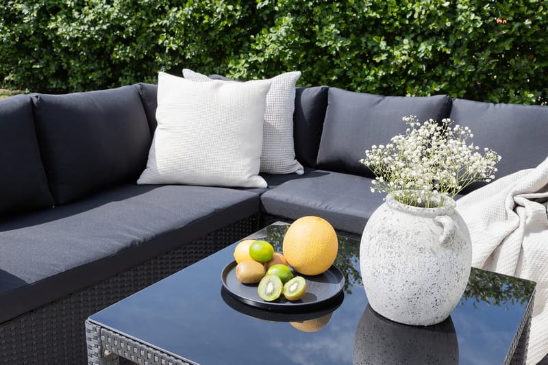 Kuba Loungesæt med Hynder Sort - Venture Home - Altanmøbler - Sofagrupper udendørs - Loungesæt