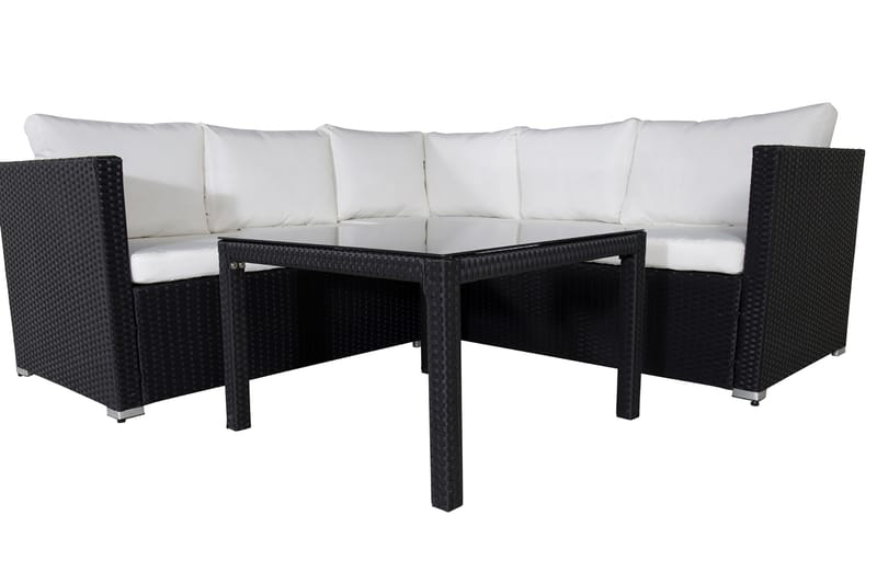 Kuba Loungesæt med Hynder Sort - Venture Home - Altanmøbler - Sofagrupper udendørs - Loungesæt