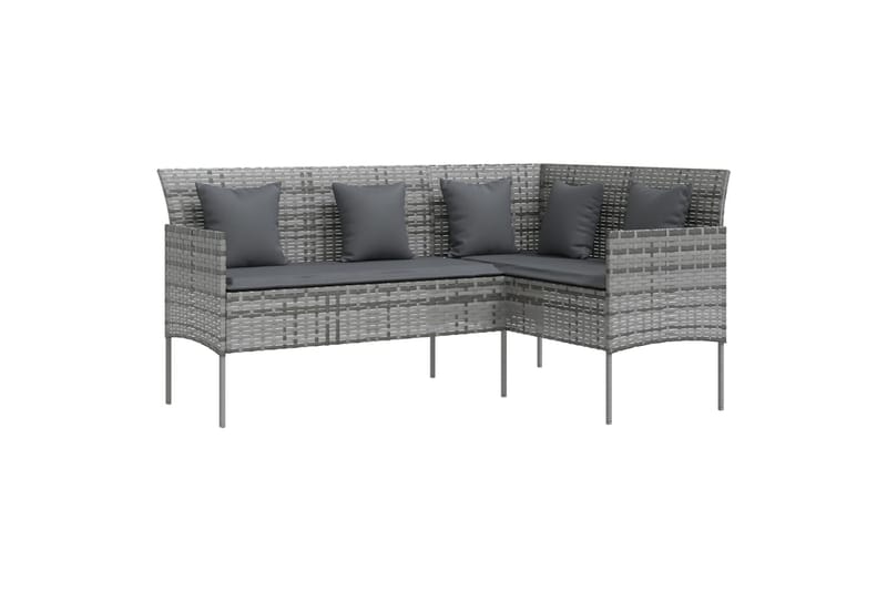 L-formet sofa med hynder polyrattan grå - Grå - Altanmøbler - Sofagrupper udendørs - Loungesæt