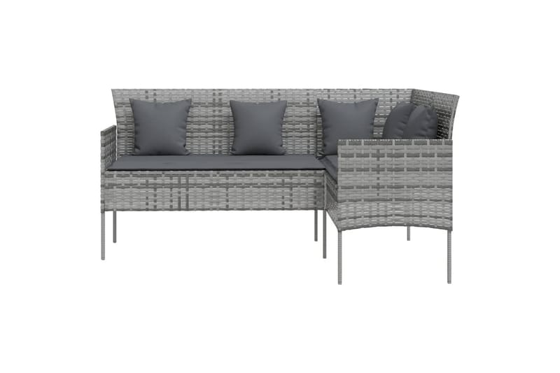 L-formet sofa med hynder polyrattan grå - Grå - Havemøbler - Loungemøbler - Loungesæt