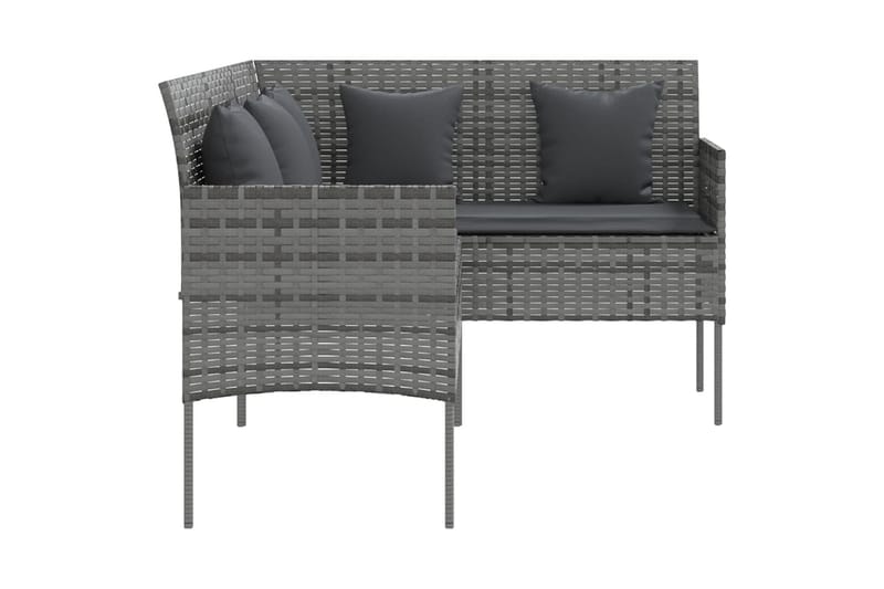 L-formet sofa med hynder polyrattan grå - Grå - Havemøbler - Loungemøbler - Loungesæt