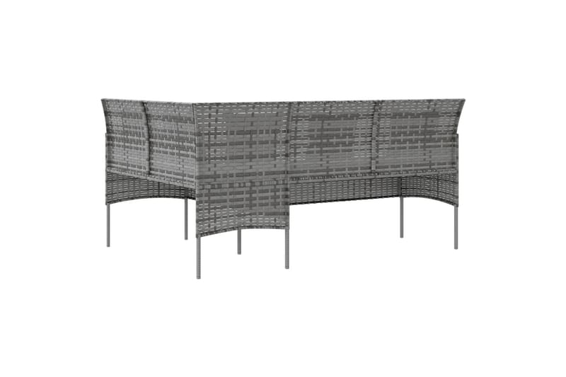L-formet sofa med hynder polyrattan grå - Grå - Havemøbler - Loungemøbler - Loungesæt