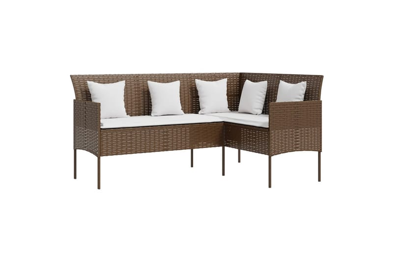 L-formet sofa med hynder polyrattan brun - Brun - Altanmøbler - Sofagrupper udendørs - Loungesæt