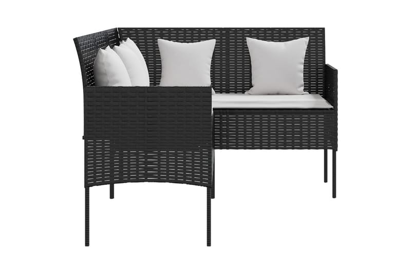 L-formet sofa med hynder polyrattan sort - Sort - Altanmøbler - Sofagrupper udendørs - Loungesæt