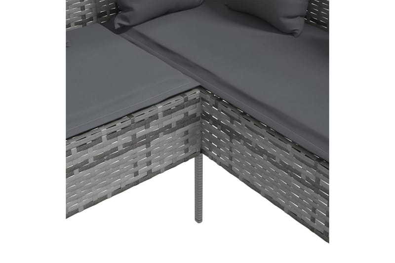 L-formet sofa med hynder polyrattan grå - Grå - Havemøbler - Loungemøbler - Loungesæt