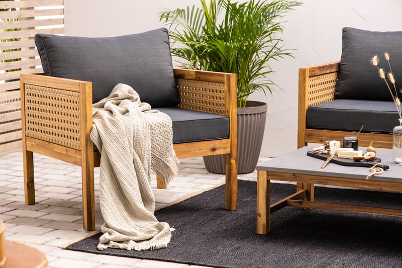 Landos sofagruppe - Beige / Acacia - Altanmøbler - Sofagrupper udendørs - Loungesæt