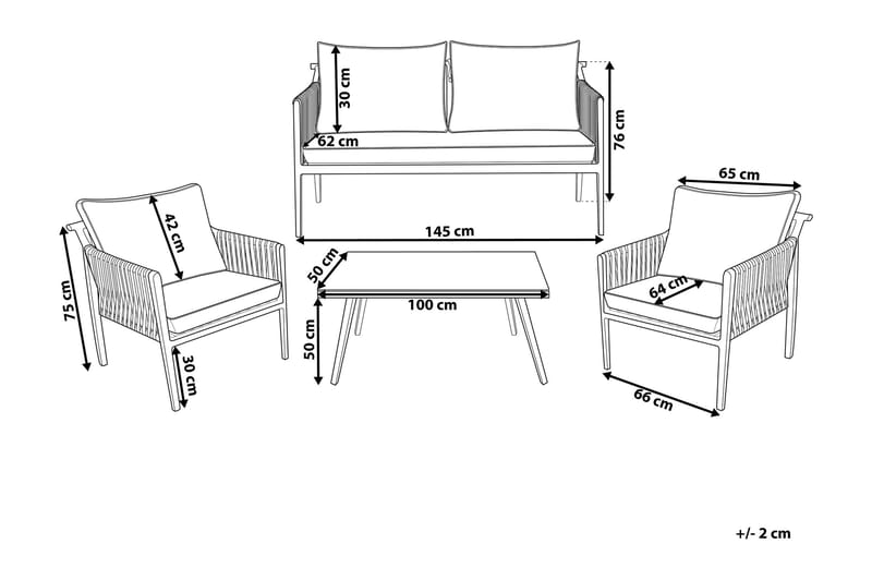 Latina Loungegruppe 66 cm - Hvid - Altanmøbler - Sofagrupper udendørs - Loungesæt