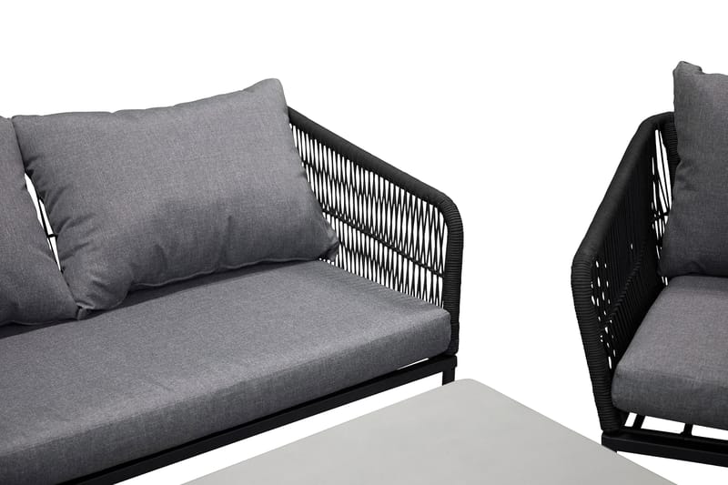 Lindos Loungesæt Sort/Grå - Venture Home - Altanmøbler - Sofagrupper udendørs - Loungesæt