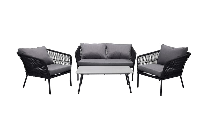 Lindos Loungesæt Sort/Grå - Venture Home - Altanmøbler - Sofagrupper udendørs - Loungesæt