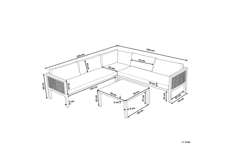 Loungesæt Hvid/ brun BORELLO - Hvid - Havemøbler - Loungemøbler - Loungesæt