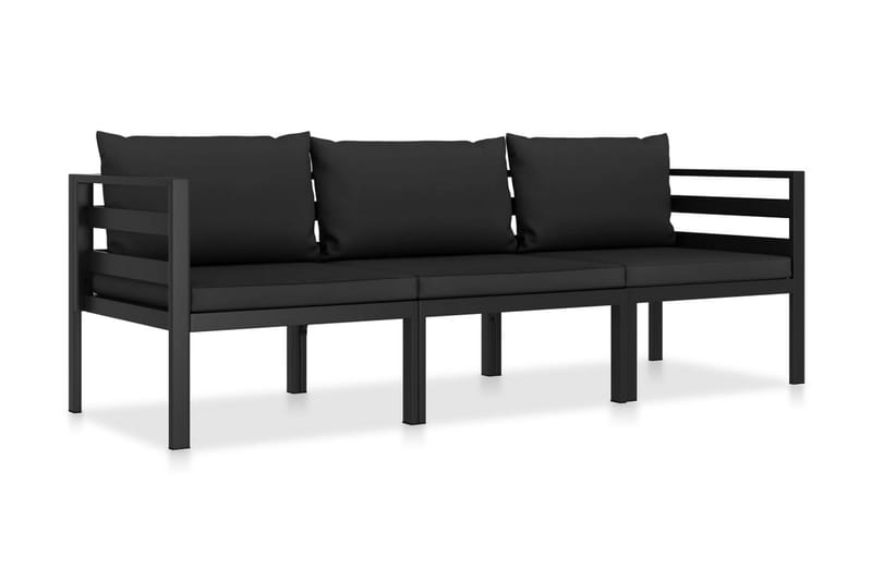 Loungesæt med Hynder 3 Dele Aluminium Antracitgrå - Grå - Altanmøbler - Sofagrupper udendørs - Loungesæt