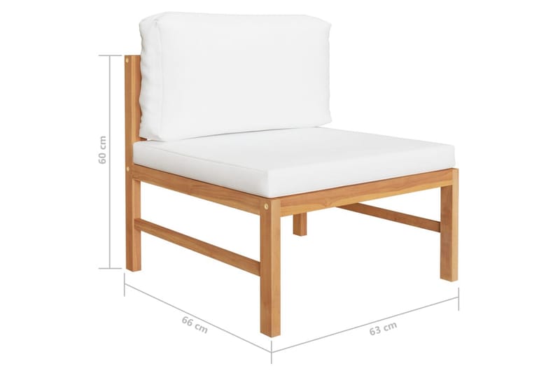 loungesæt til have 4 dele + hynder massivt teaktræ - Creme - Havemøbler - Loungemøbler - Loungesæt