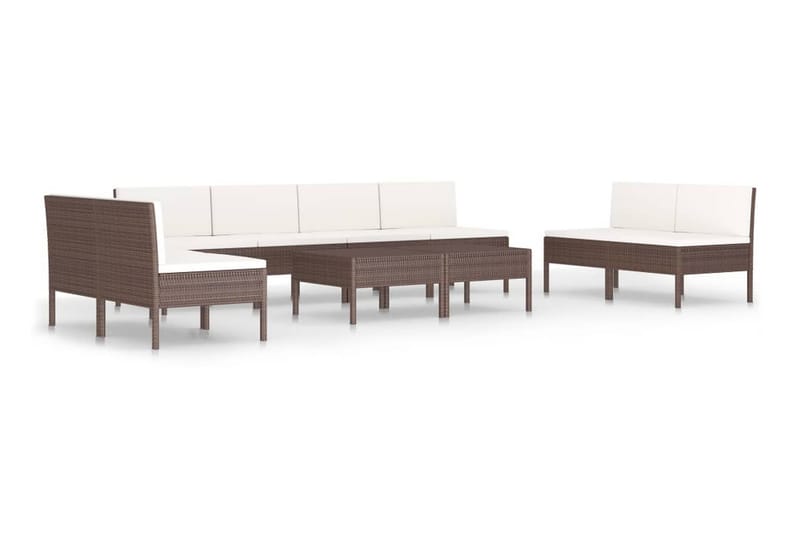 loungesæt til haven 10 dele med hynder polyrattan brun - Brun - Havemøbler - Loungemøbler - Loungesæt