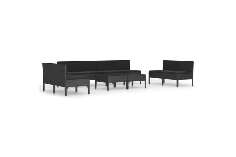 loungesæt til haven 10 dele med hynder polyrattan sort - Sort - Havemøbler - Loungemøbler - Loungesæt