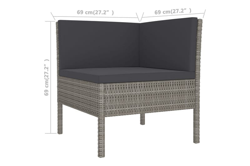loungesæt til haven 10 dele med hynder polyrattan grå - Grå - Havemøbler - Loungemøbler - Loungesæt