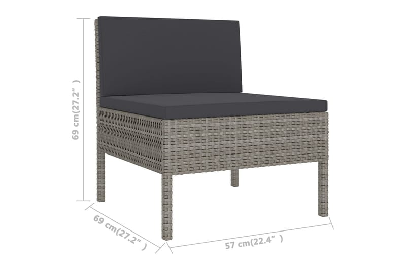 loungesæt til haven 10 dele med hynder polyrattan grå - Grå - Havemøbler - Loungemøbler - Loungesæt
